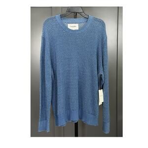 Corridor Men's Marled Open-Knit Pullover Sweater Blue Crew Neck LS Size XL $155
